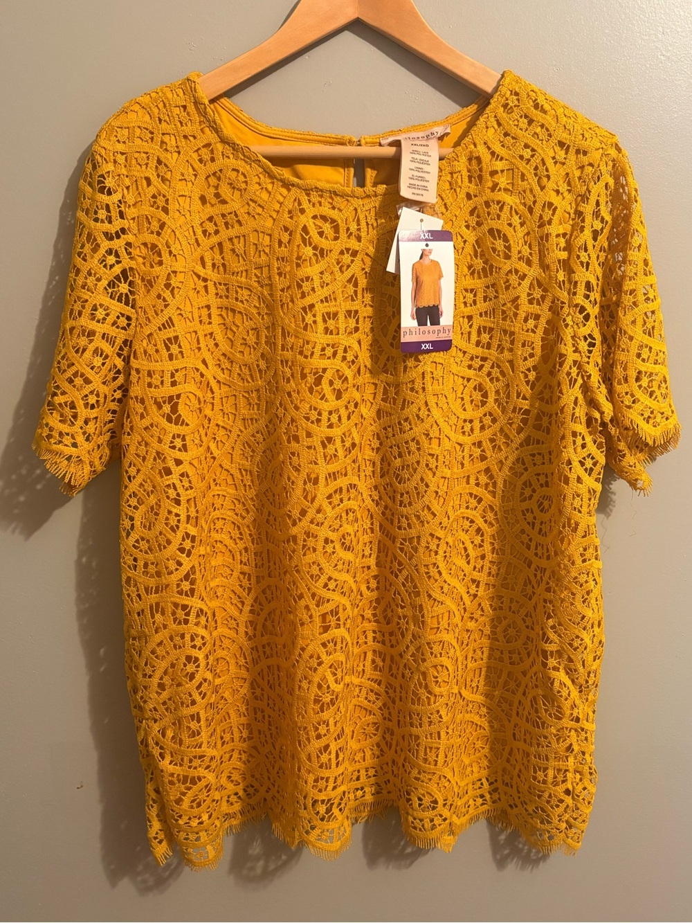Philosophy Mustard Lace Top
